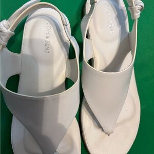 White Minimalist Leather Slingback Sandals